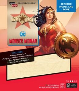 Wonder Woman 4 inch Tiara 3D Laser Cut Wood Model and Deluxe Book NEW SEALED