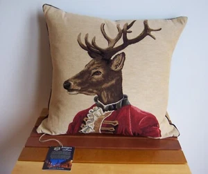 Hines of Oxford England Ronald Reindeer Christmas Holiday Tapestry Pillow NWT - Picture 1 of 6