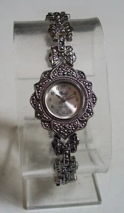 WOMEN'S NUMBER DIAL MARCASITE LOOK SILVER FINISH FASHION CASUAL WATCH - Picture 1 of 7