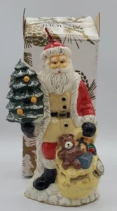 Vintage Weihnachtsmann Weihnachtskerze mit Spielzeug und Baum MCM Retro 7" hoch - Bild 1 von 4