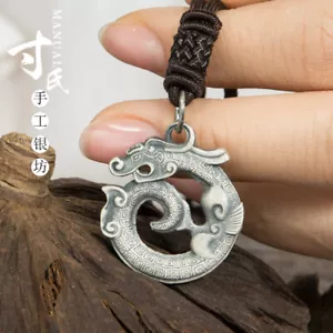 Colgante Dragon Phoenix Chengxiang plata pura hebilla de seguridad S999 plata pura 10 g - Imagen 1 de 7