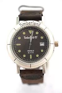 TIMBERLAND Black Dial Stainless Steel Case Date Brown Cloth Strap - Picture 1 of 5