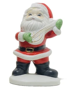 SANTA CLAUS Playing Guitar Figurine 4.5”H Ceramic Christmas Decor Gift VINTAGE - Bild 1 von 5