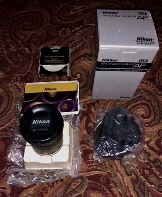 NIKON AF-S AS DX ZOOM NIKKOR 12-24mm f/4 G IF-ED M/A LENS DLSR USA + UV FILTER - Image 1 of 4