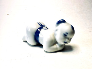 Vintage Chinese Boy Porcelain Opium Pillow Blue & White Miniature Headrest