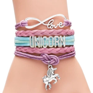AUS Rainbow Letter Unicorn Bracelet Multi-Layer Woven Gift Colorful Bracelet NEW - Picture 1 of 9