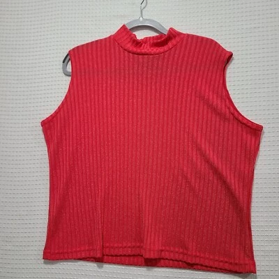 Camiseta sin mangas Joanna XL de colección usada en excelente estado rosa acanalada cuello falso Foto 1 de 4