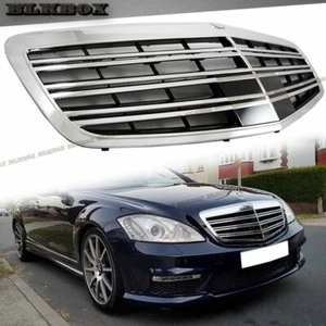 Fit BENZ 10-13 W221 S-Sedan Front Bumper Vent Grille -Chrome Black Mask B Style - Picture 1 of 3