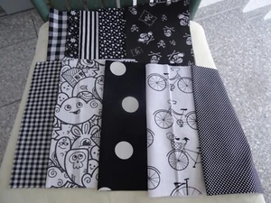 STOFFPAKET Baumwolle 10x Stoffreste Schwarz Weiß 24cm x 30cm Patchwork Basteln - Bild 1 von 3
