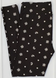 OS LuLaRoe One Size Leggings Paisley Flowers on Black NWT T95 - Picture 1 of 6