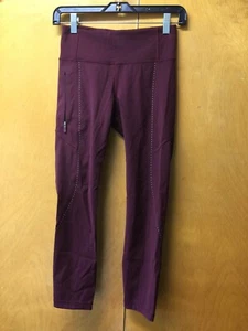 LULULEMON SZ 4 EUC Extra Mile Crop Reflective 23" Garnet - Picture 1 of 11