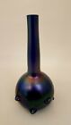 John Cook art glass cobalt iridescent pinched vase 2003 signed 11" tall
