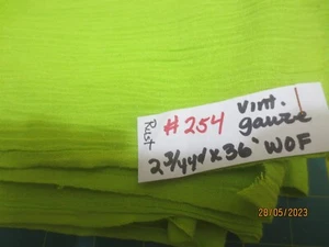 2.75 yds x 36" WOF Vintage 1970s Neon Lime Green Gauze Fabric MT Dew Color - Picture 1 of 3