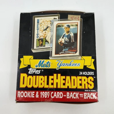 1989 TOPPS DOUBLEHEADERS BOX • METS YANKEES RARE TEST ISSUE • 24 SEALED PACKS - Image 1 of 3