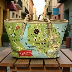 SPARTINA449 Charleston, South Carolina Map Tote Shoulder Bag. - Picture 1 of 17