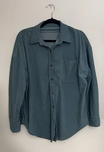Green Corduroy Button Up Shirt Women’s Large - Picture 1 of 2