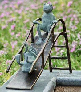 Sliding Frogs Garden Sculpture Statue Whimsical Playing Frogs ~ SPI Home - Picture 1 of 2