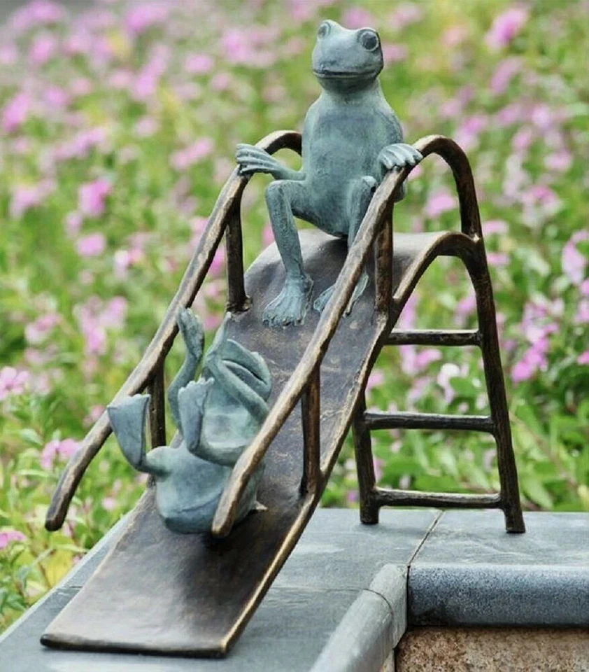 Sliding Frogs Garden Sculpture Statue Whimsical Playing Frogs ~ SPI Home - Image 1 of 2