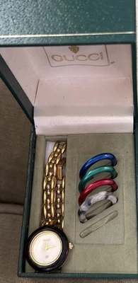 Reloj Gucci Damas 5 Colores Intercambiables Batería Nueva Y Limpieza Vintage - Imagen 1 de 4