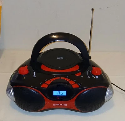 Craig CD6498N Mini Boombox CD-Radio-Aux-W/Cord-Red-2016-Tested, Works - Image 1 of 4