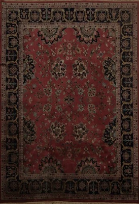 Alfombra de área para salas de estar 8x10 elegante alfombra floral hecha a mano rosa oscuro y negra Foto 1 de 4