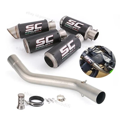 For Kawasaki Ninja ZX6R Carbon Exhaust Muffler Mid Link Pipe Slip On ZX636 09-23 - Image 1 of 4