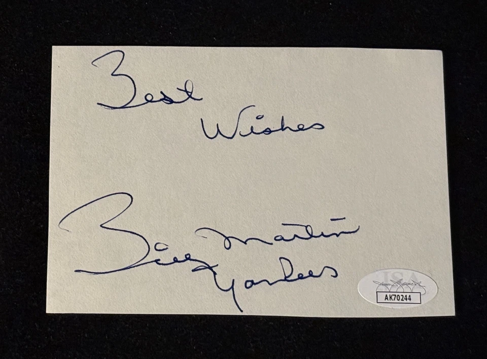 Billy Martin Signed Auto Autographed Cut Paper JSA NY Yankees NYY HOF? - Image 1 of 1