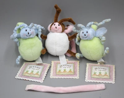 Новый с ценниками лот из 3 плюшевых детских игрушек Bunnies by the Bay Rattle Bugsy Tidbit Girlbug трудно найти - Изображение 1 из 4