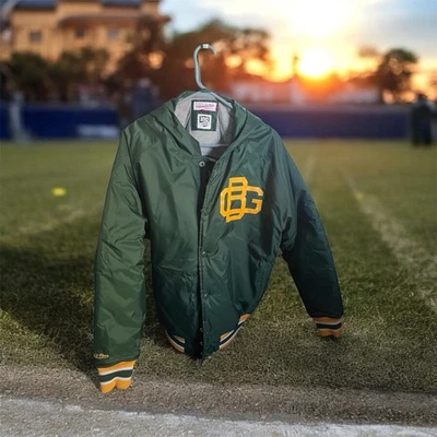Chaqueta Universitaria Grande Nueva Sin Etiquetas Original Nostalgia Co. Mitchell & Ness Green Bay Foto 1 de 4