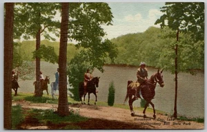 c1961 Horseback Riding Montgomery Bell State Park TN Dickson Cancel Linen - Picture 1 of 2