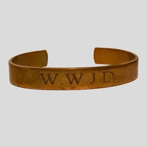 Genuine Copper WWJD Cuff Bracelet Engraved Religious Faith Jewelry Adjustable - Picture 1 of 6
