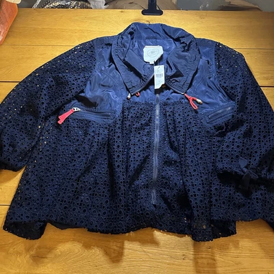 NWT Hei Hei Anthropologie eyelit navy windbreaker medium - Image 1 of 4