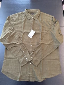 Quince Herren Langarm Organic Stretch Selvedge Hemd Gr. XL - Oliv  - Bild 1 von 3
