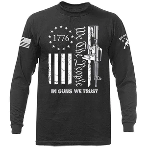 In Guns We Trust 2nd Amendment Veteran Military Patriotic US Flag Long Sleeve - Bild 1 von 17