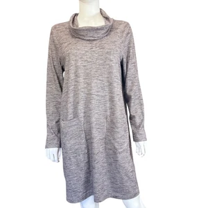 Pure Jill Kleid Damen M braun Wasserfallausschnitt Langarm Fronttasche knielang - Bild 1 von 5