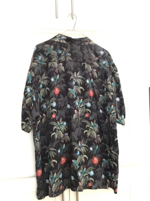 Camisa Tommy Bahama Para Hombres XXL Negra Seda Loro Ornamento Hawaiano Navidad Foto 1 de 2