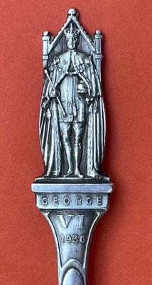 RARA CUCHARA DE RECUERDO DE PLATA ESTERLINA GEARGE VI CORONACIÓN GRAN BRETAÑA 1936 Foto 1 de 4
