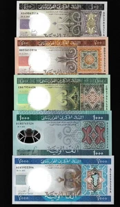 Juego de 5 billetes de Mauritania. 100, 200, 500,1000, 2000 Ouguya 2011-2015 UNC - Imagen 1 de 2