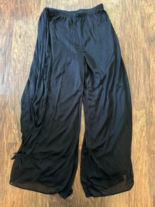 VTG MSK Palazzo Pants Wide Leg Fairy Goth Sheer Black Elastic Waist M USA 90’s - Picture 1 of 5