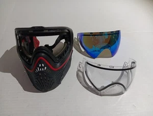 Virtue VIO With 2 Visors Paintball Mask Black/Red Clear Visor And Tinted Visor - Picture 1 of 9
