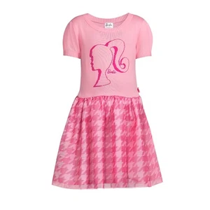 Barbie Girls’ Sweater Top Dress with Mesh Skirt -Pink Size L 10/12 - Picture 1 of 8