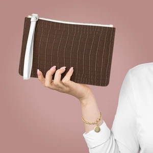Elegant Brown Crocodile Clutch Bag, Chic Purse for Parties, Wedding - Clutch - Picture 1 of 6