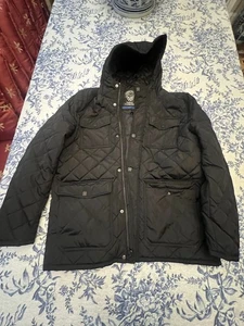 Vince Camuto Men’s Black Quilted Hooded Jacket Coat Size XL Full Zip Pockets - Picture 1 of 7