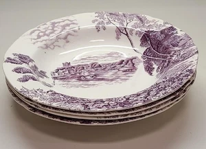 Cuencos de sopa de cuatro bordes Poutney & Co. Thames @ Henley Bridge Mulberry Tansferware - Imagen 1 de 1