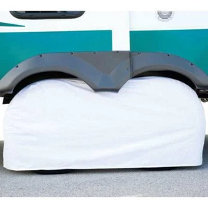 RVA1610 RV Trailer White Vinyl Dual / Double Tire Cover for Size 27" - 29" - Picture 1 of 2