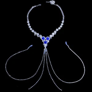 Non Piercing Nipple Rings Silver Rhinestone Chain Body Crystal Necklace forWomen - Picture 1 of 7