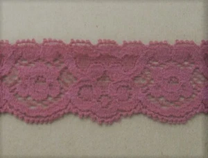 CRAFT-SEWING-LACE "New Stock" 3mtrs x 28mm Light Raspberry Fancy Design Stretch - Picture 1 of 1
