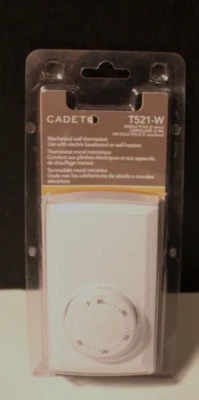 Cadet T521-W Mechanical Wall Thermostat For Elec Baseboard Or Wall Heater Single - Image 1 of 3