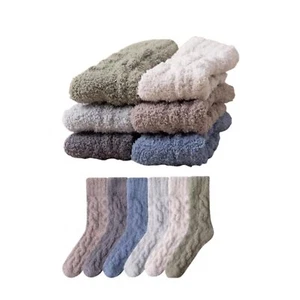 Fluffy Winter Fuzzy Socks Soft Cozy Slippers for Home 6 Pairs Set - Picture 1 of 7