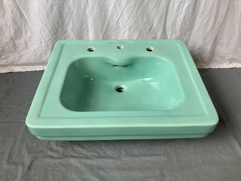 Large 27x22 Antique Ceramic Jadeite Ming Green Bath Sink As Is Prop 420-23E Cover